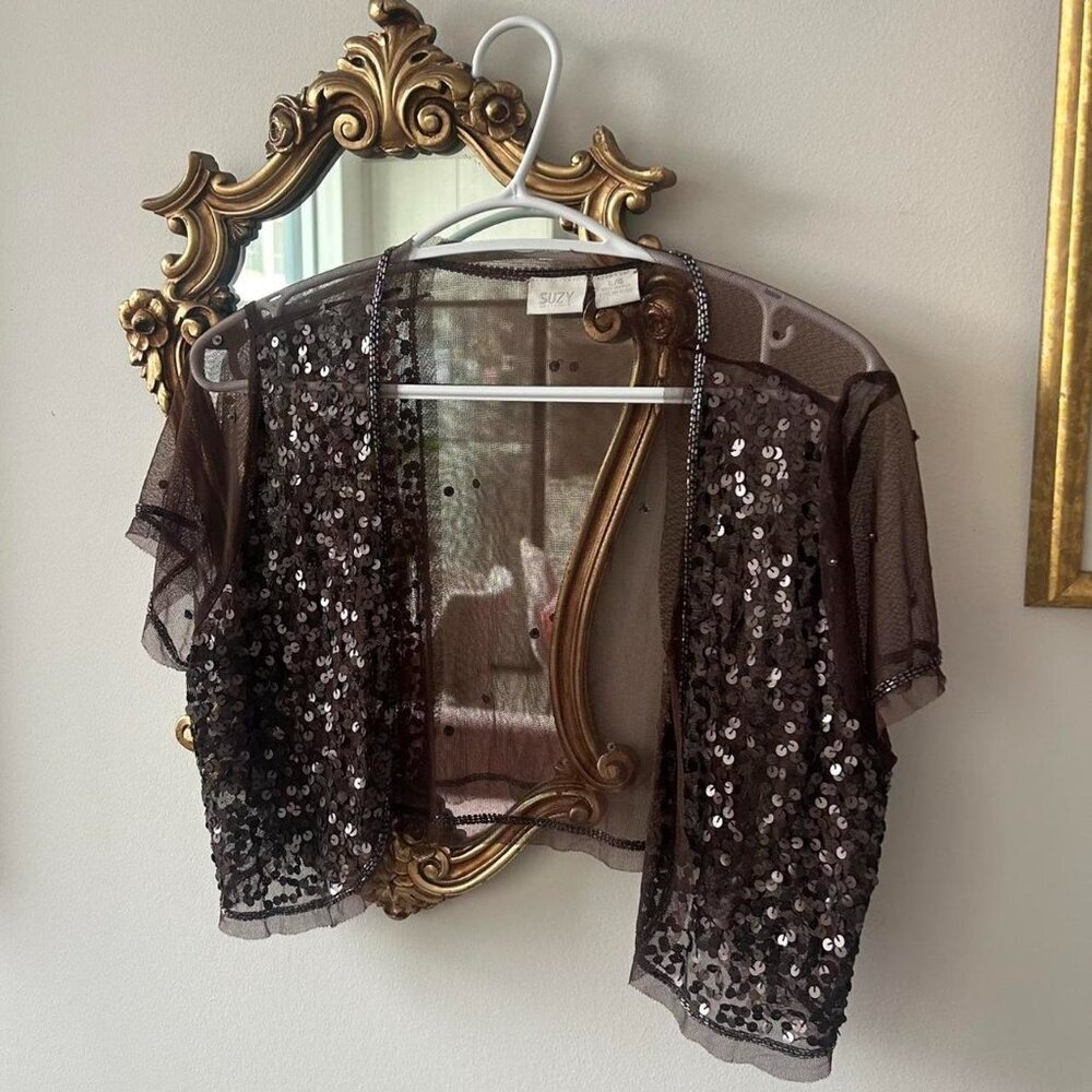 Indie Y2K Mesh Bolero w/ Sequins - Picture 3 of 5